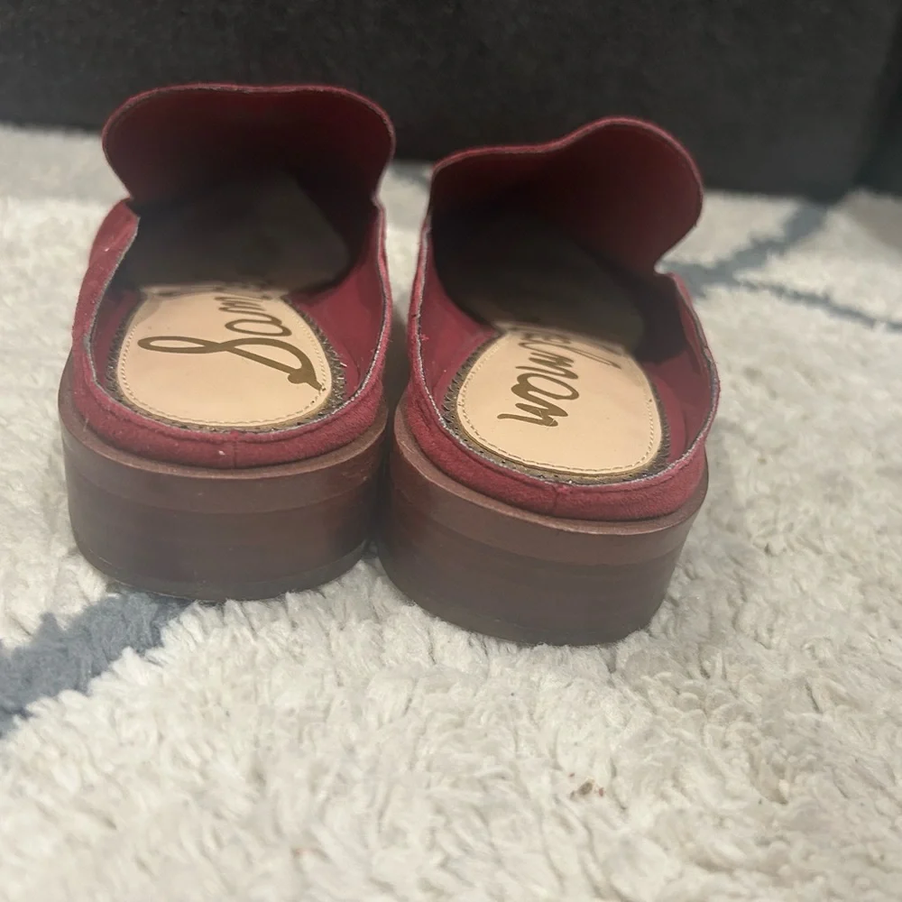 Sam Edelman Wine Suede Leather Pointed Mules with Stud Trim - Picture 4 of 7